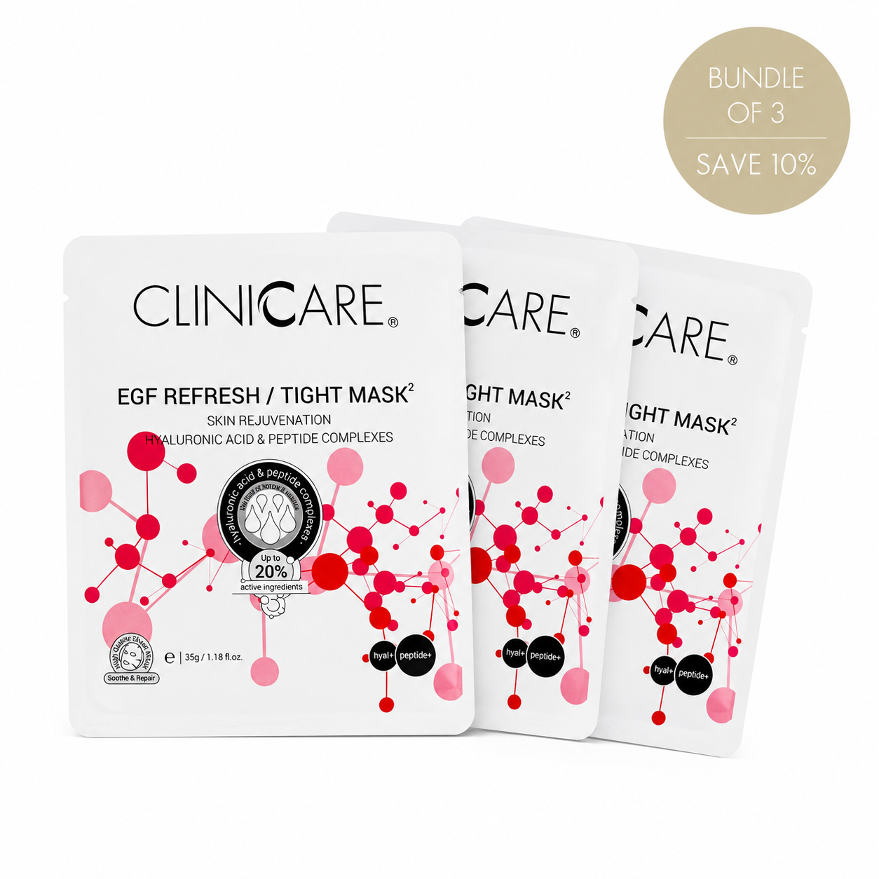 CLINNICARE EGF REFRESH/TIGHT MASK (pack of 3)